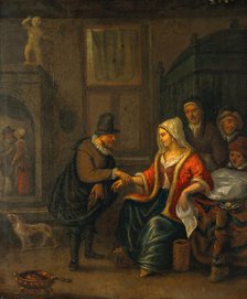 A medical practitioner taking a woman's pulse. Creator: Jan Steen.