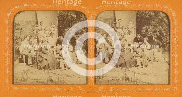 Social scene: group of people outdoors, 1855-1860. Creator: Unknown.