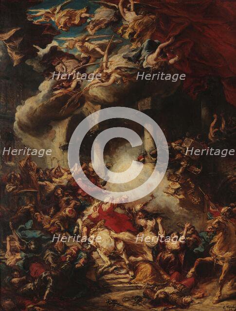 Moors Assaulting a Church, 1858. Creator: Isabey, Louis Gabriel Eugène (1803-1886).