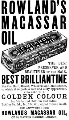 Advertisement for Rowland's Macassar Oil, 1895. Creator: Unknown.