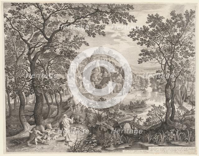 Elisha Cursing the Children of Bethel Who Are Being Devoured by the Bears, 1602. Creator: Gillis van Coninxloo (Netherlandish, 1544-1607); Nicolaes de Bruyn (Netherlandish, 1571-1656).