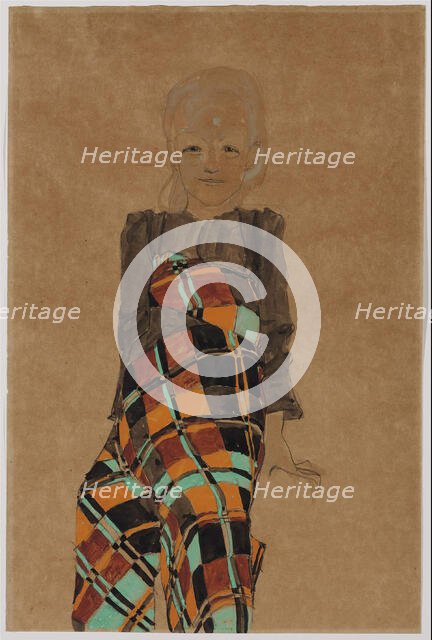 Seated Girl , 1910. Creator: Schiele, Egon (1890-1918).