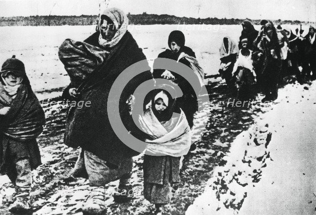 Homeless refugee women and children, Russia, 1941. Artist: Unknown