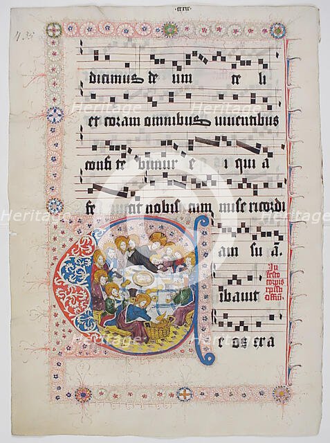 Manuscript Leaf with Initial C, from a Gradual, German, second quarter 15th century. Creator: Unknown.