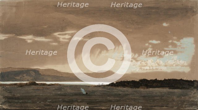 Rain on the Kristiania fjord, 1858. Creator: Werner Holmberg.