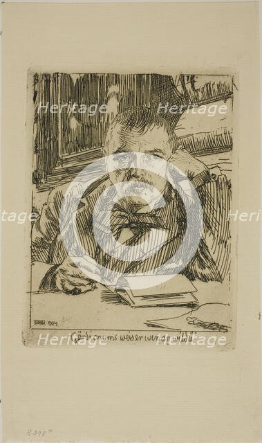 Self-Portrait with Inscription, 1904. Creator: Anders Leonard Zorn.