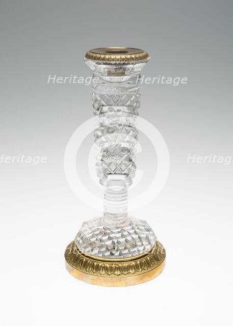 Candlestick with Madonna and Child, Bohemia, c. 1835/40. Creator: Bohemia Glass.