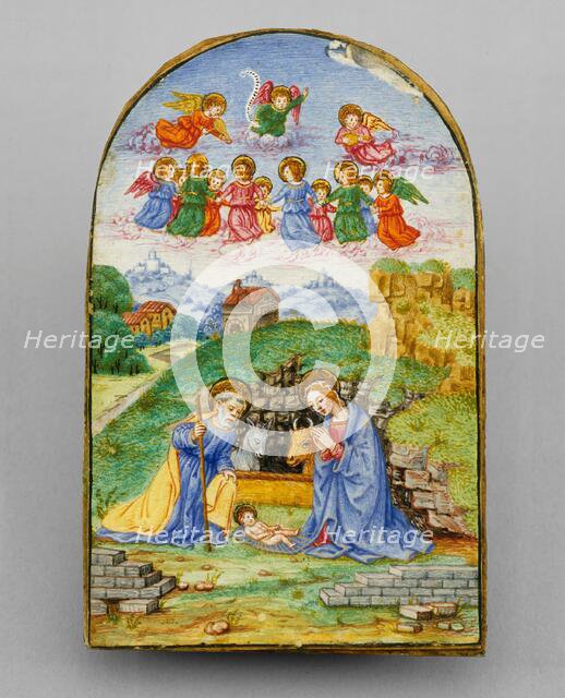 Pax with a Miniature of the Nativity, c. 1480 (pax frame); c. 1850/1875 (miniature). Creator: Unknown.
