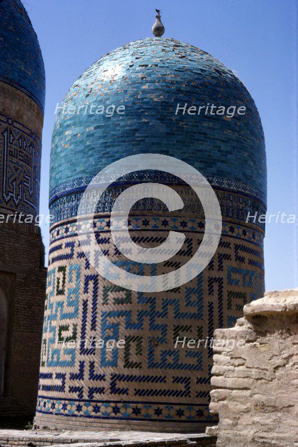 Domes of Mausoleum, Shah-i-Zinda Complex, Samarkand, 14th-15th century, (c20th century). Artists: CM Dixon, Unknown.