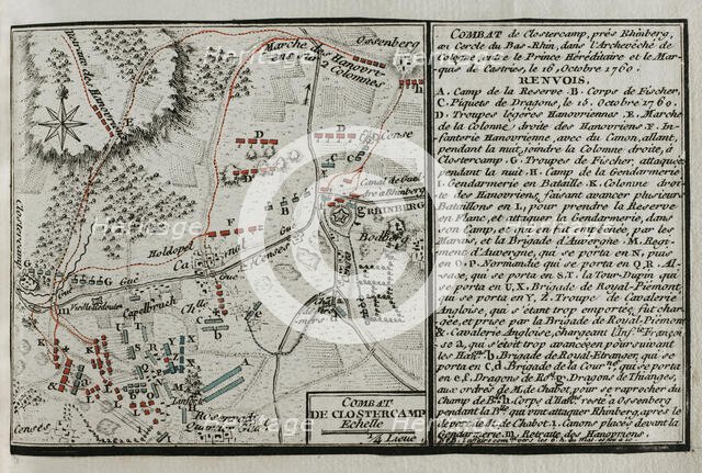Seven Years War (1756-1763): Map of the Battle of Klostercamp (October 16, 1760), 1765. Creator: Jean de Beaurain.