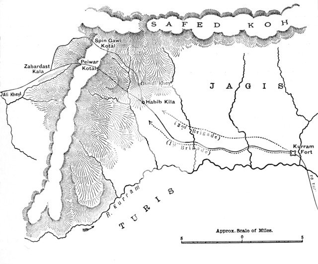 'Map Showing March of General Roberts to Peiwar Kotal (Nov. 28 to Dec. 1, 1878)', c1880. Artist: Unknown.