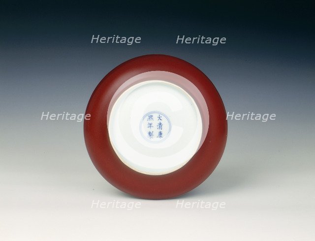 Saucer with sacrificial red glaze, Qing dynasty, late Kangxi period, China, 1700-1722. Artist: Unknown