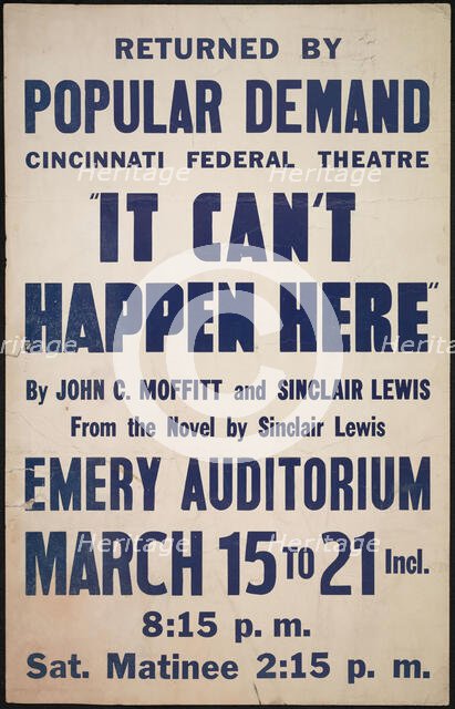 It Can't Happen Here, Cincinnati, [193-]. Creator: Unknown.
