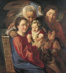 The Holy Family with an Angel, 1625. Creators: Jacob Jordaens, Workshop of Jacob Jordaens.