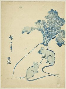 Mice and radish, c. 1840s. Creator: Ando Hiroshige.