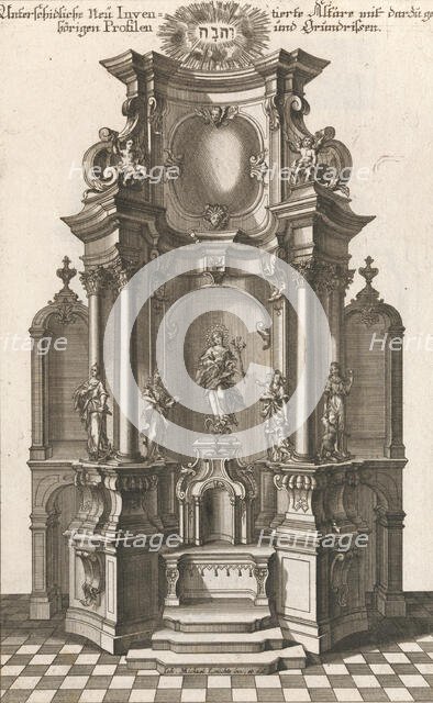 Design for a Monumental Altar, Plate c from 'Unterschiedliche Neu Inventier..., Printed ca. 1750-56. Creator: Georg Gottfried Winckler.