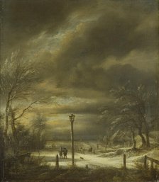 Winter Landscape near Haarlem with a Lamppost, c1670-1680. Creator: Jacob van Ruisdael.