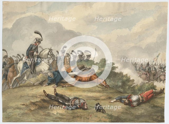 Marshal Blücher at the Battle of Ligny on 16 June 1815, 1818. Artist: Warren, Charles Turner (1762-1823)