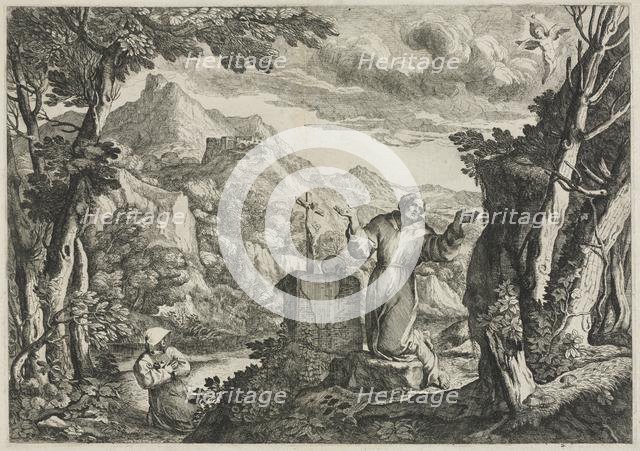 St. Francis of Assisi Receiving the Stigmata. Creator: Giovanni Francesco Grimaldi (Italian, 1606-1680).