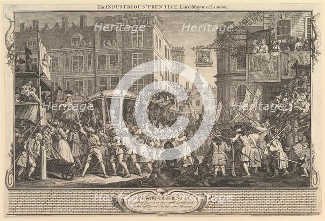 The Industrious 'Prentice Lord Mayor of London: Industry and Idleness, plate..., September 30, 1747. Creator: William Hogarth.