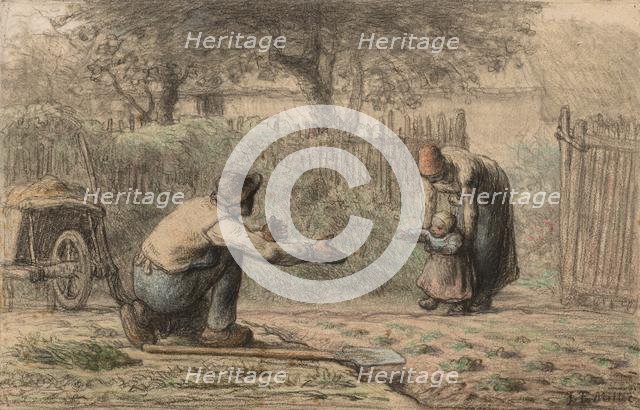 First Steps, c. 1858-1866. Creator: Jean-François Millet (French, 1814-1875).