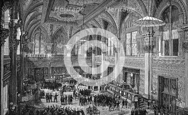 Floor of the New York Stock Exchange, 1885. Artist: Unknown