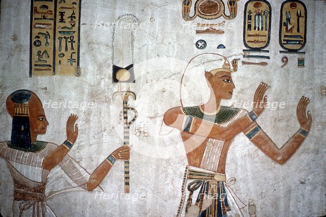Wallpainting of Rameses III leading deceased son to the gods, Valley of the Queens, Egypt, c12thC BC Artist: Unknown