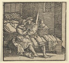 Spinneloccio Locked up in a Chest, on which his Wife and Zeppa are Seated, from The..., before 1534. Creator: Hans Schäufelein the Elder.