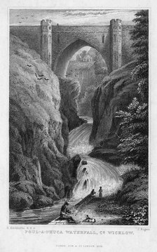 Poul a Phuca Waterfall, County Wicklow, 1829.Artist: J Rogers