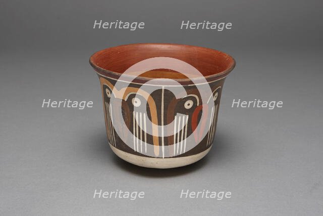 Bowl Depicting a Repeating Abstract Motif, Possibly Representing Owls, 180 B.C./A.D. 500. Creator: Unknown.