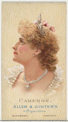 Cameron, from World's Beauties, Series 2 (N27) for Allen & Ginter Cigarettes, 1888., 1888. Creator: Allen & Ginter.
