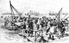 The Chinese Question: Germans landing stores at Tsingtan for Kiao-Chau, 1898. Creator: Unknown.