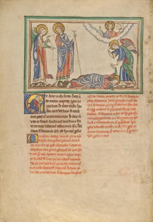 Saint John Praying to the Angel; Dyson Perrins Apocalypse, about 1255-1260. Creator: Unknown.