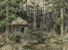 Hut in the Krasnoyarsk Taiga during a Stay by the Artist, 1904. Creator: Boris Vasilievich Smirnov.