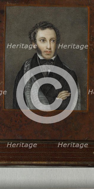 Portrait of the poet Alexander Sergeyevich Pushkin (1799-1837), First quarter of 19th cen.. Creator: Anonymous.