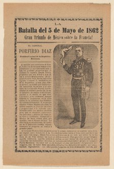 Broadside relating to a news story about the Mexican victory over the French army..., ca. 1900-1913. Creator: José Guadalupe Posada.
