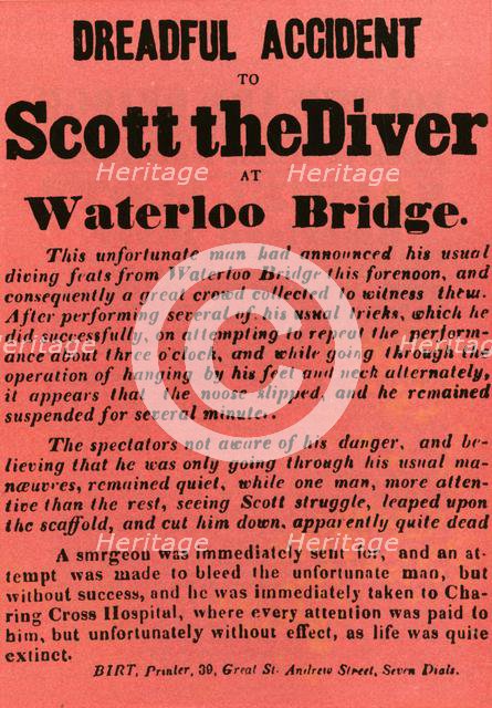 'Dreadful Accident to Scott the Diver at Waterloo Bridge', 1841, (1948).  Creator: Unknown.
