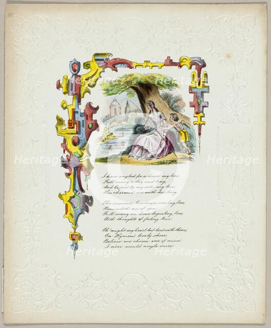 I Have Angled for a Heart My Love (valentine), c. 1840. Creator: George Kershaw.