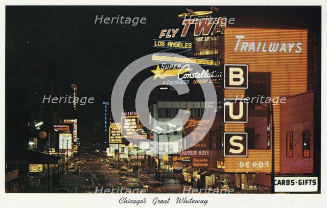 'Chicago's Great Whiteway', postcard, 1959. Artist: Unknown