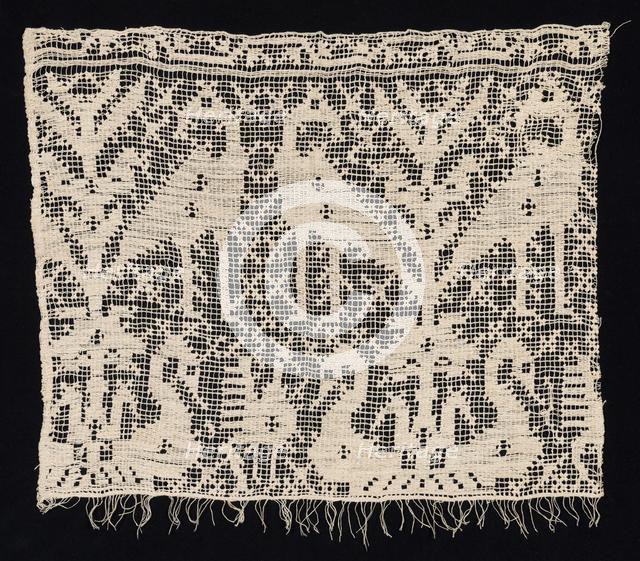 Fragment of a Border with Standing and Seated Birds Amidst Vegetation, 1500s. Creator: Unknown.