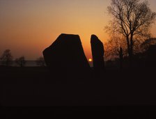 Sunrise on Megalithic Circle, Avebury, Wiltshire, 20th century. Artist: CM Dixon.
