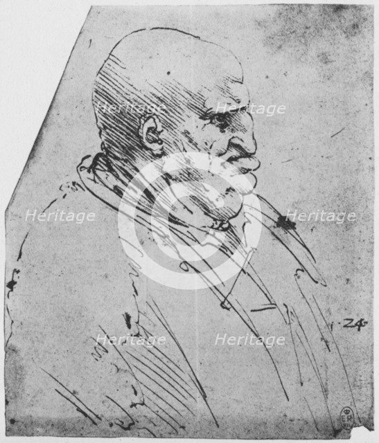 'A Grotesque Profile of a Man to the Right', c1480 (1945). Artist: Leonardo da Vinci.