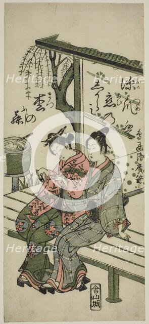 Lovers on a Veranda, c. 1760. Creator: Torii Kiyohiro.