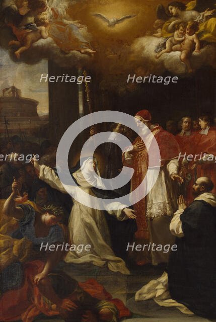 St Catherine Imploring Pope Gregory XI to Return from Avignon to Rome, early-mid 18th century. Creator: Marco Benefial.