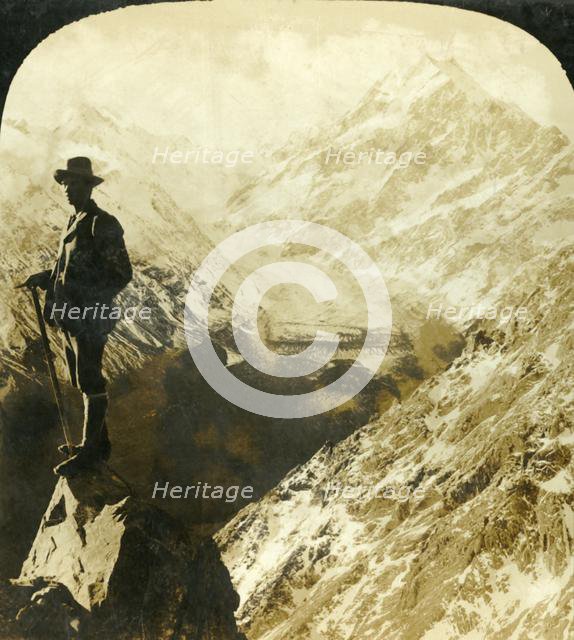 'Mount Cook, and the Head of the Hooker Glacier, New Zealand', c1909. Creator: George Rose.