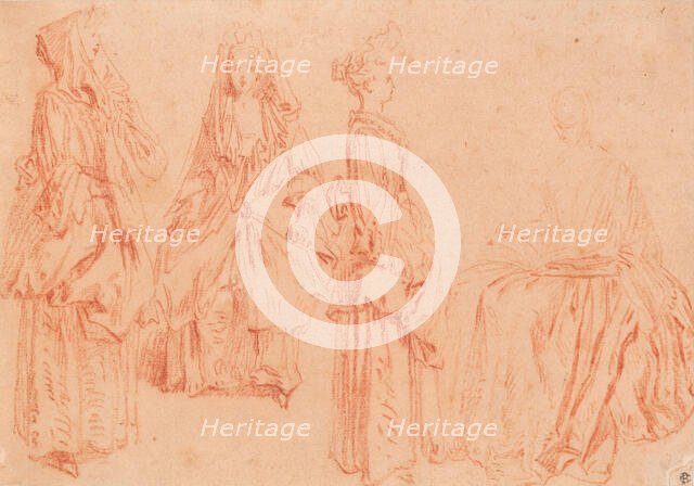 Four Ladies, about 1710. Creator: Jean-Antoine Watteau.