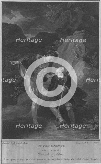 'As You Like It. Act 2. Scene 6. Orlando & Adam', 1798. Artist: George Noble.