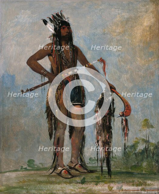Ka-bés-hunk, He Who Travels Everywhere, a Warrior, 1835. Creator: George Catlin.