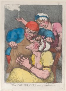 The Cobbler's Cure for a Scolding Wife, 1813., 1813. Creator: Thomas Rowlandson.