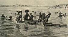 Men in the River Nile at the First Cataract, Egypt, 1898.  Creator: Christian Wilhelm Allers.